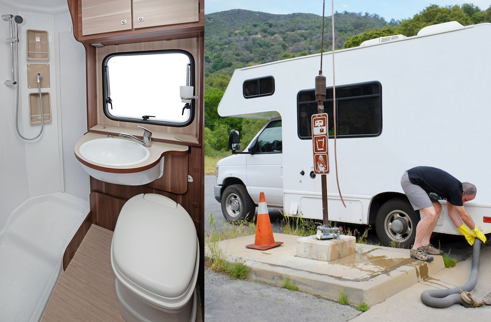 Portable RV/camper toilet and holding tank setup in Boone, North carolina