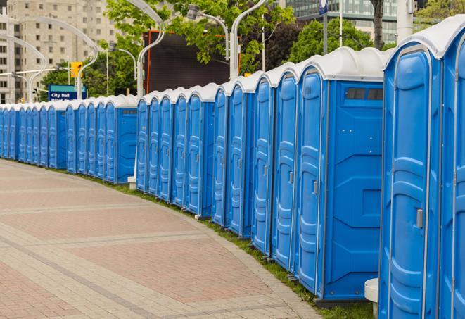 Seasonal porta potty units set up at a Boone, North carolina venue